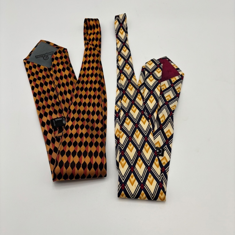 Giorgio Cosani & Raffaello Italy Silk Tie Bundle Geometric Diamond Mens Neckties